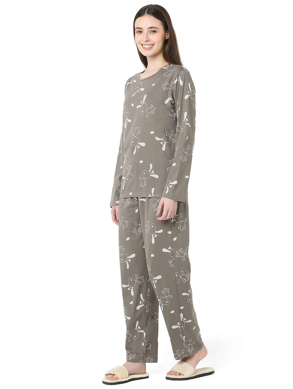 women printed long sleeve nightwear pyjama set - 22087939 -  Standard Image - 3