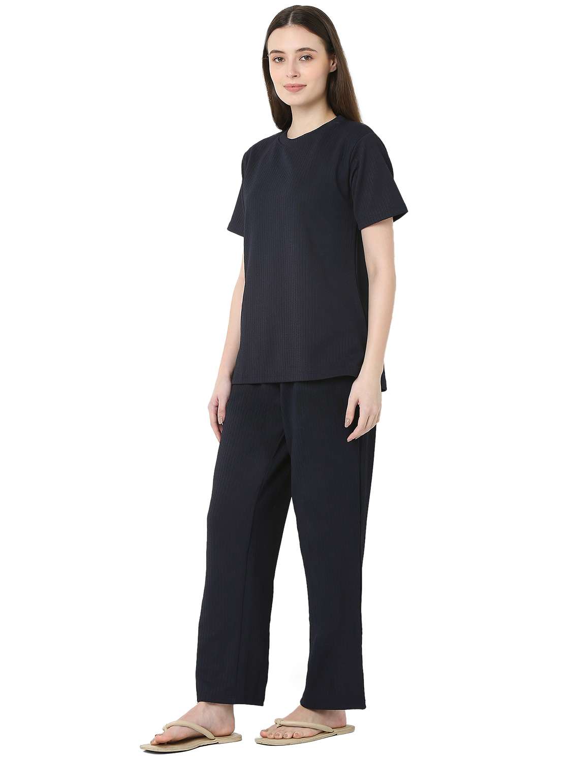 women solid nightwear pyjama set - 22087942 -  Standard Image - 3