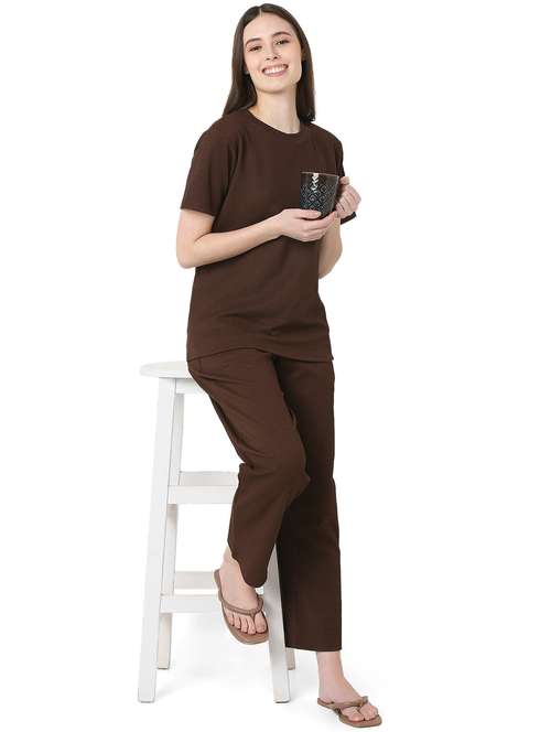 women solid nightwear pyjama set - 22087943 -  Standard Image - 0
