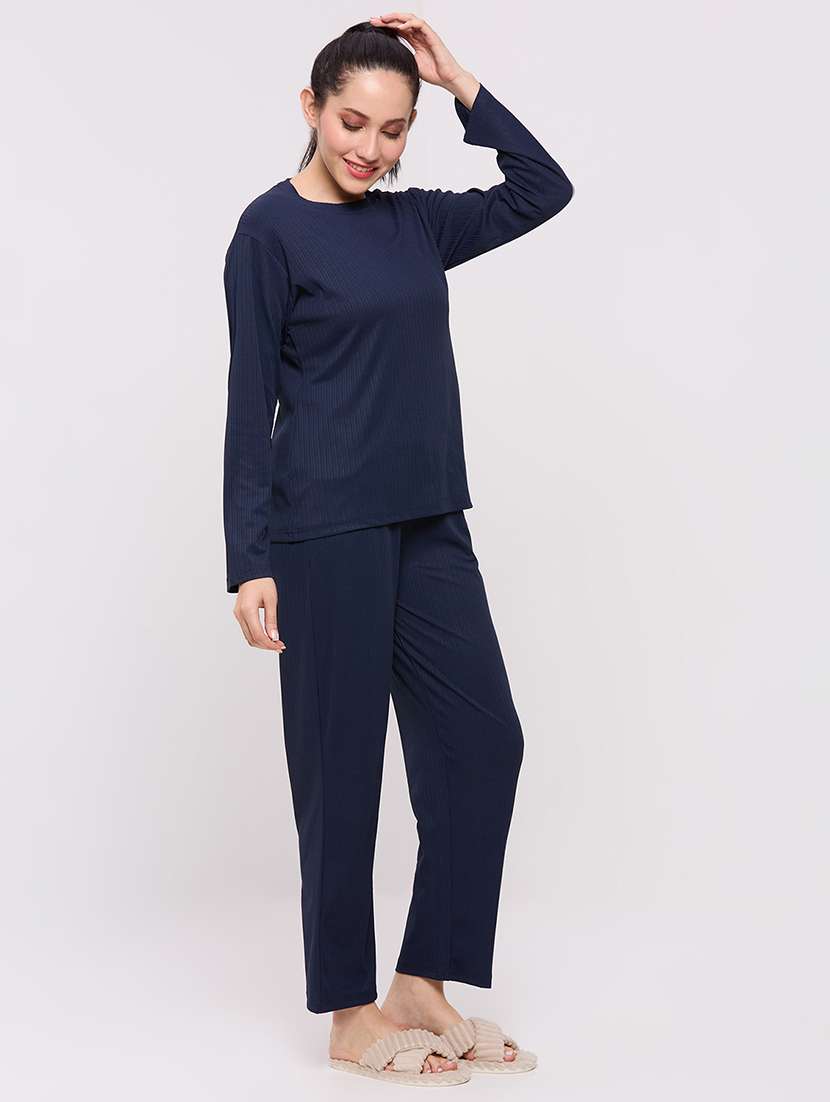 women solid nightwear pyjama set - 22087951 -  Standard Image - 3