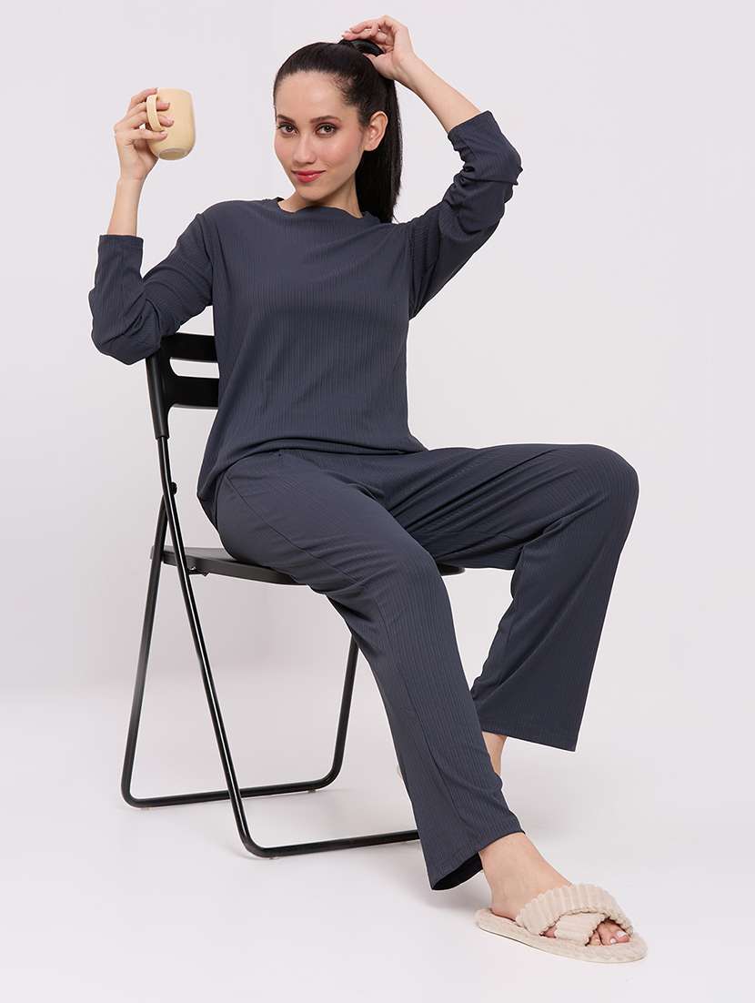 women solid nightwear pyjama set - 22087952 -  Zoom Image - 0