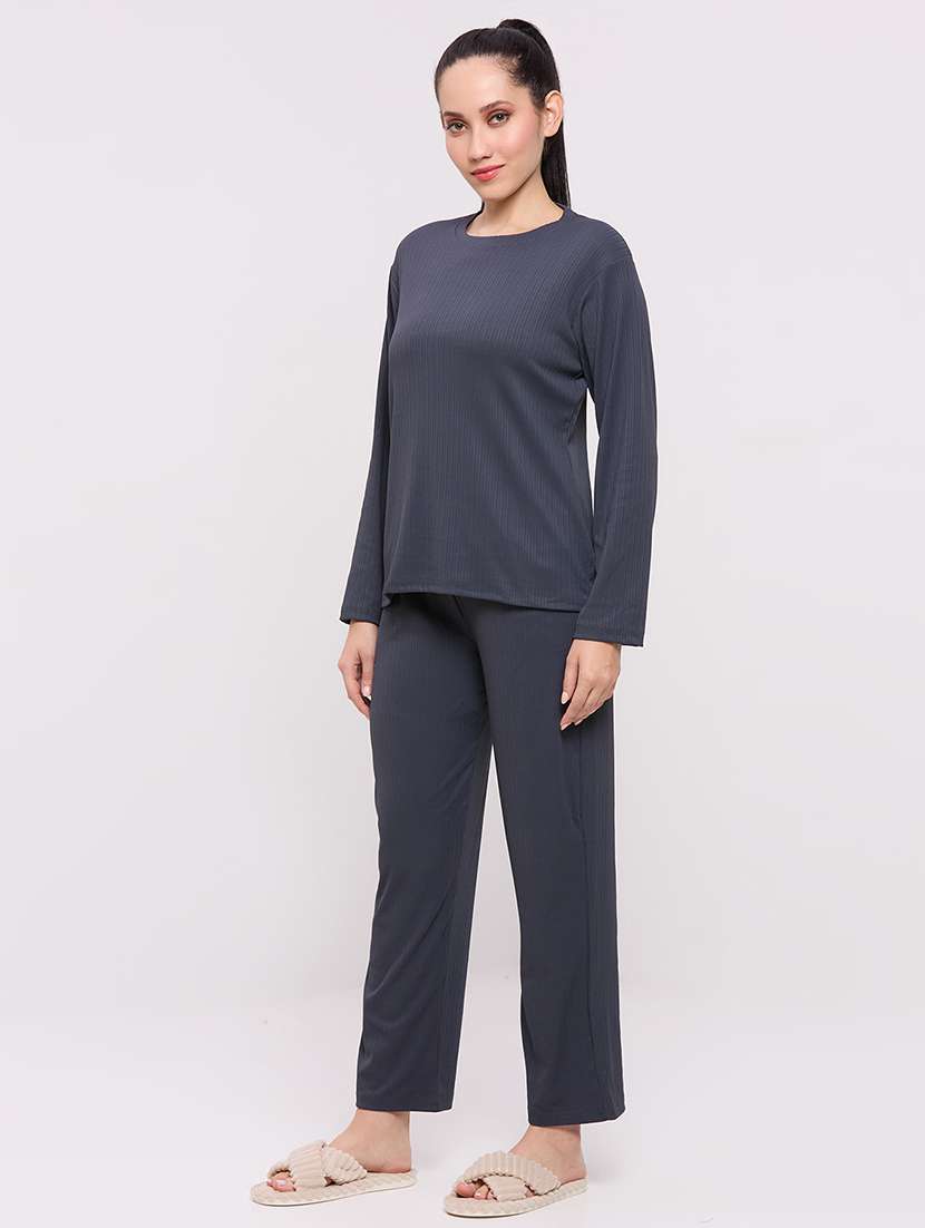 women solid nightwear pyjama set - 22087952 -  Standard Image - 3