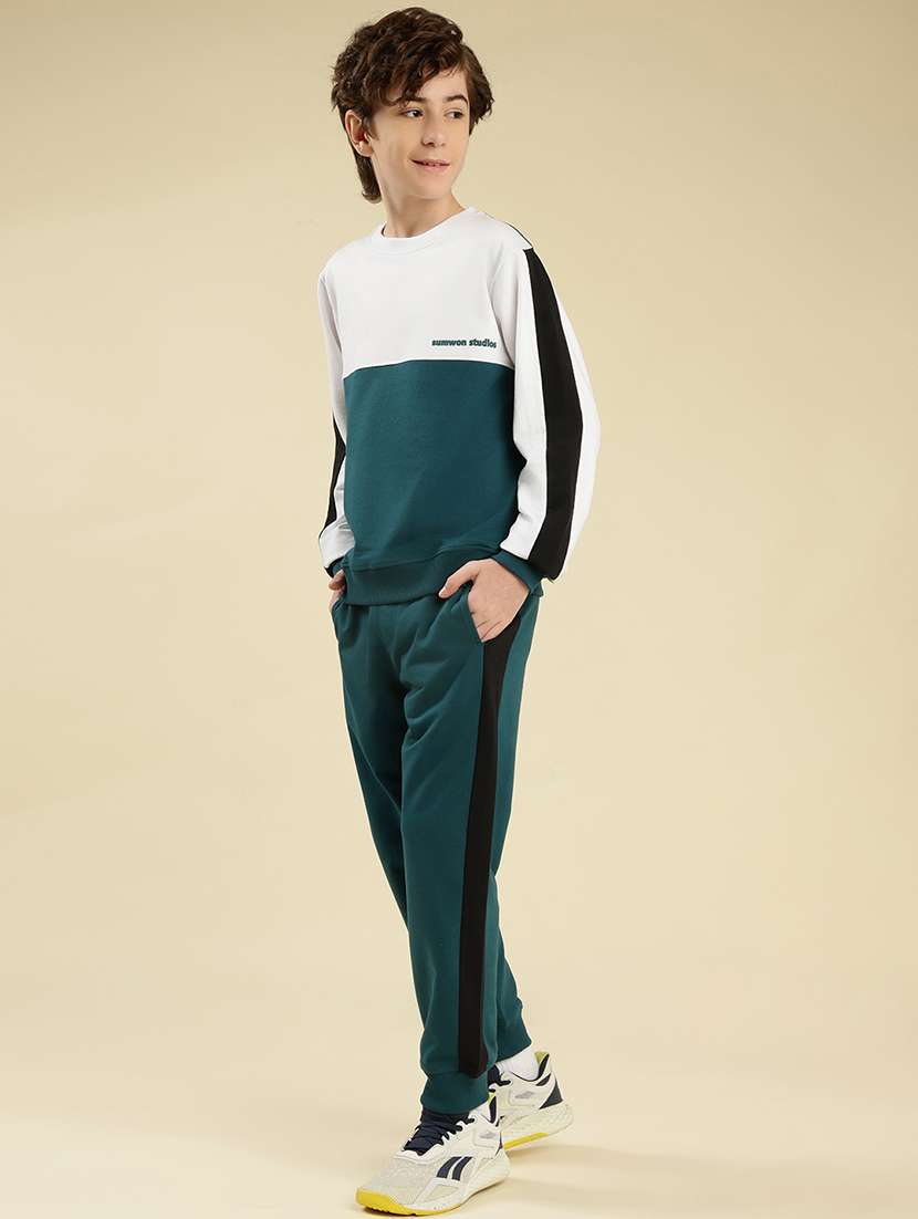 boys color block round neck full length track suit - 22087983 -  Standard Image - 3