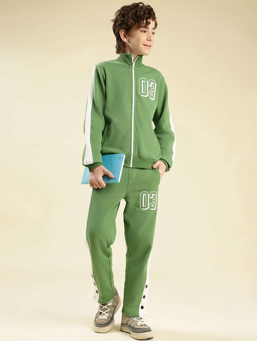 boys color block round neck full length track suit - 22087987 -  Zoom Image - 0