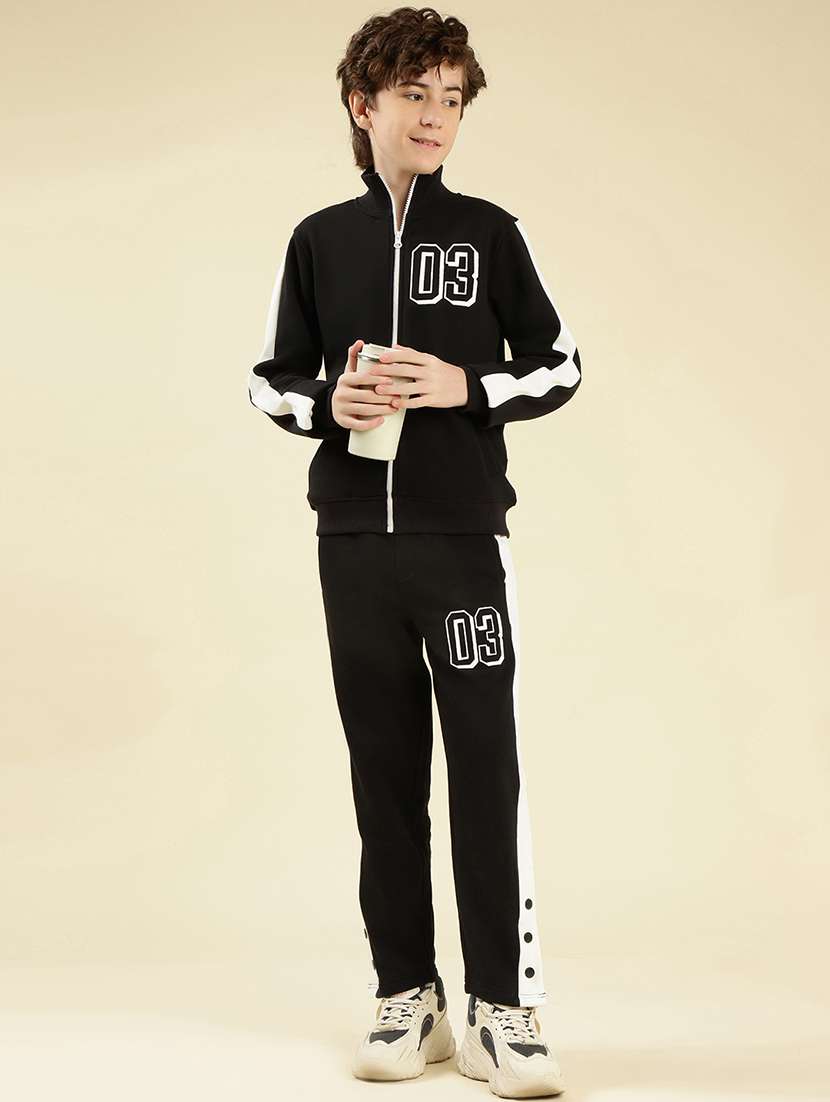 boys color block round neck full length track suit - 22087988 -  Zoom Image - 0