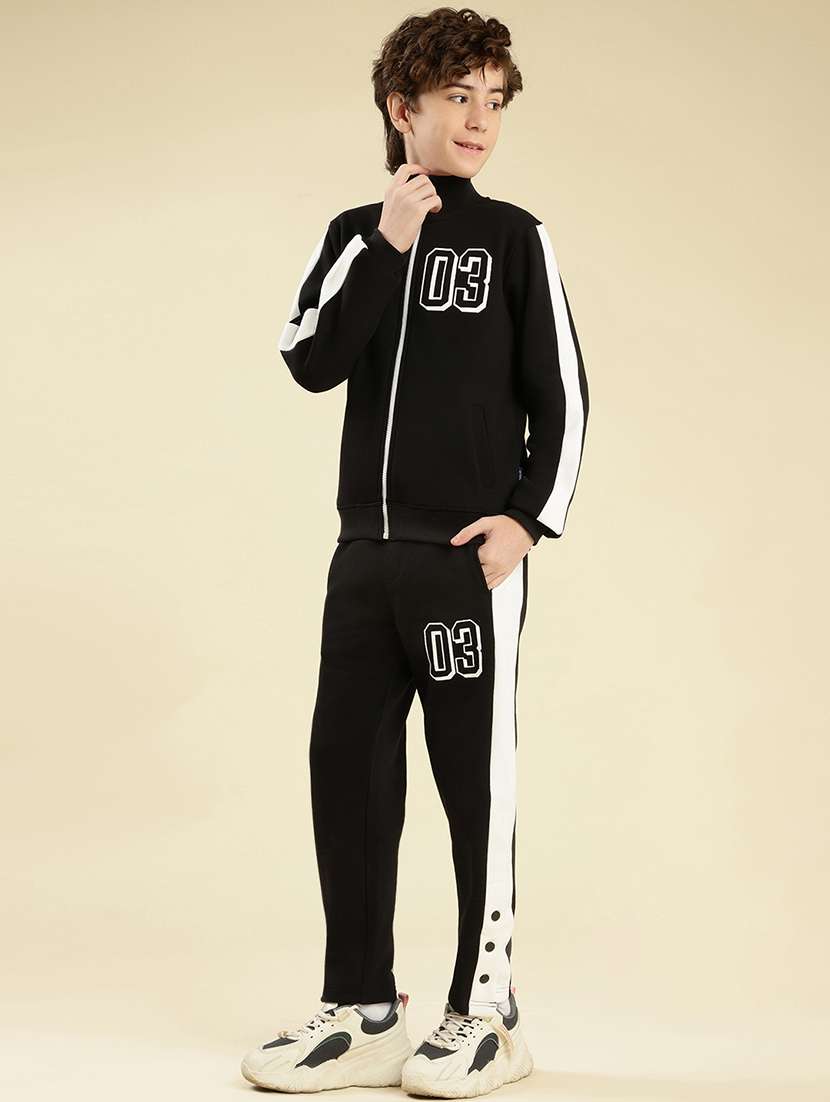boys color block round neck full length track suit - 22087988 -  Standard Image - 3