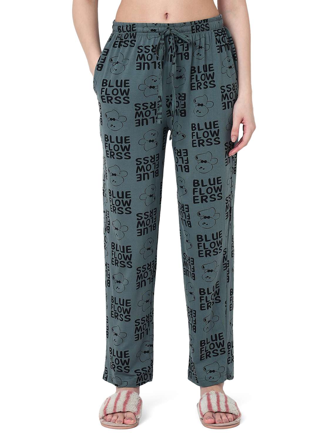 women printed mid rise pajama