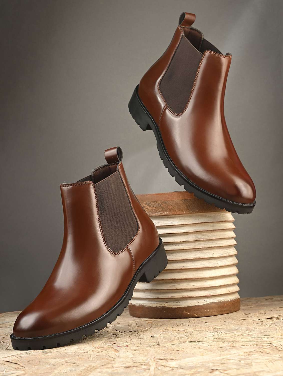 men brown slip on boot