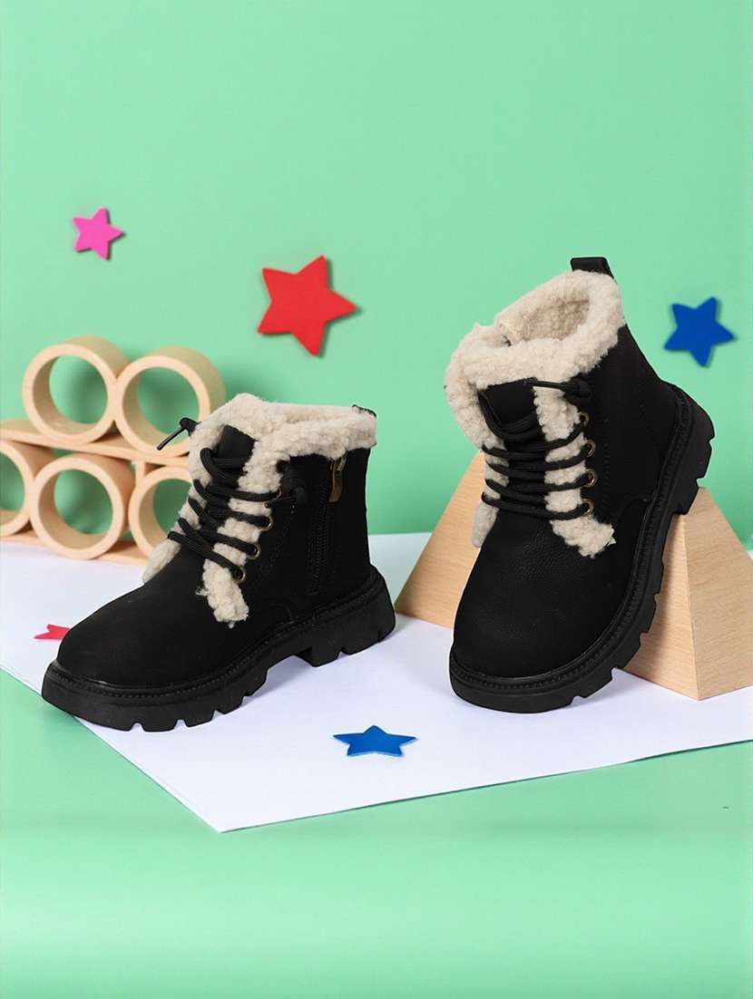 kids black solid lace up boot - 22088025 - Zoom Image - 0