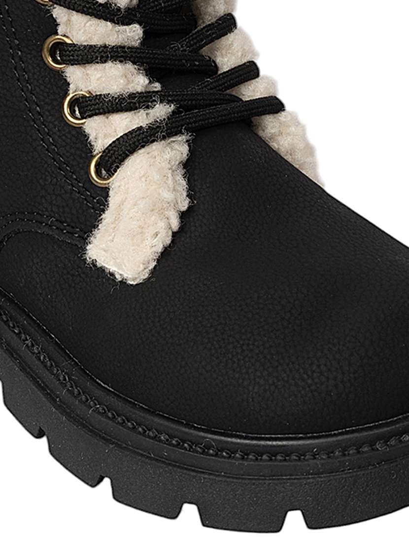 kids black solid lace up boot - 22088025 - Standard Image - 5