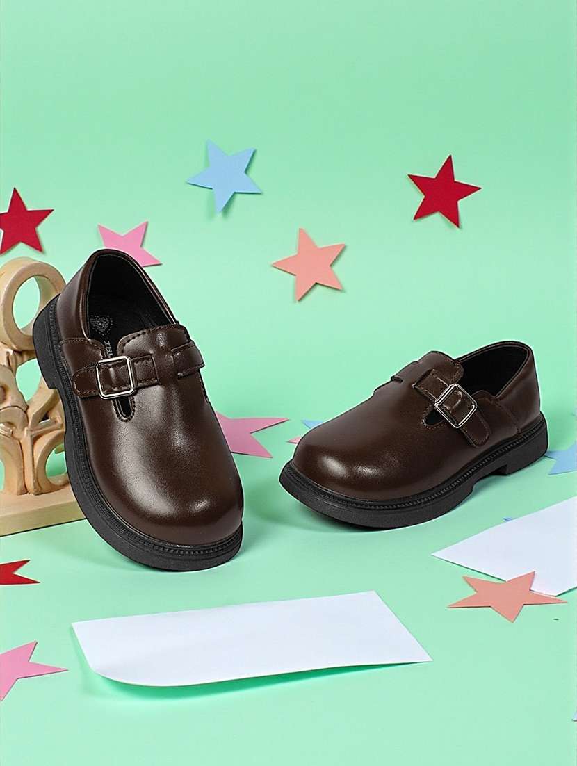 kids brown solid slip on loafer