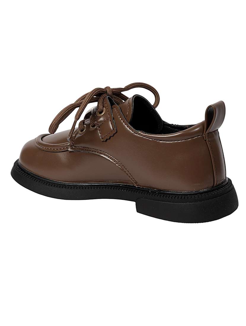 boys brown solid lace up shoes - 22088038 - Standard Image - 3