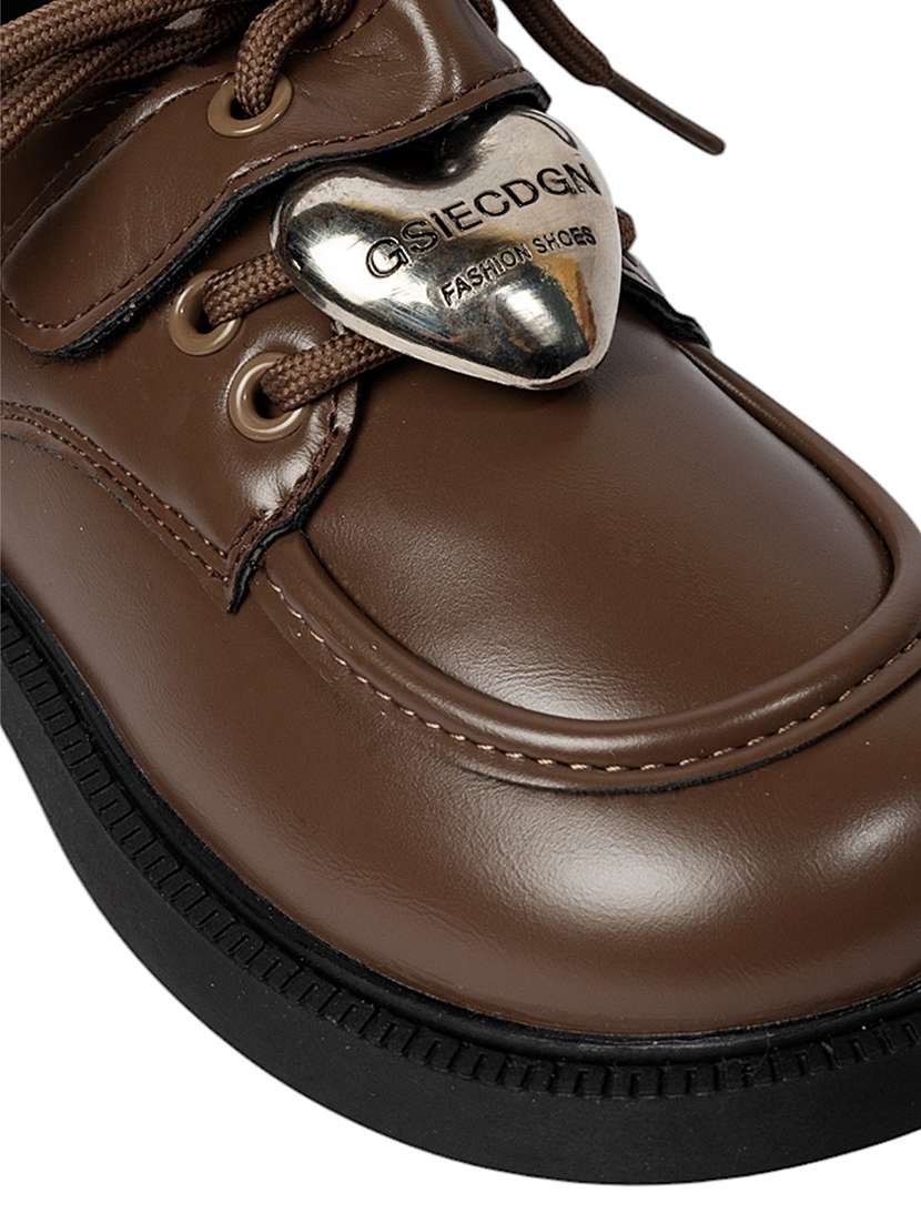 boys brown solid lace up shoes - 22088038 - Standard Image - 5