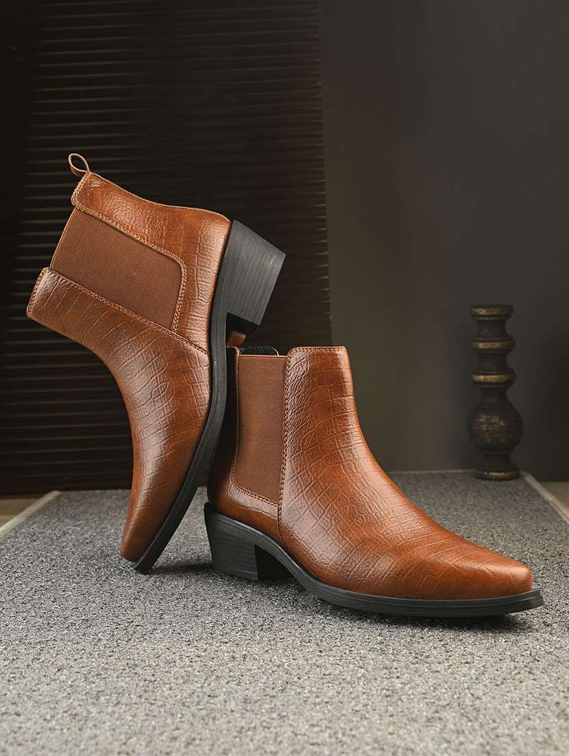 women textured slip on ankle boot