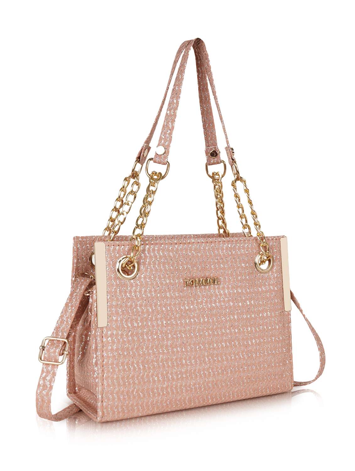 pink self design handbag