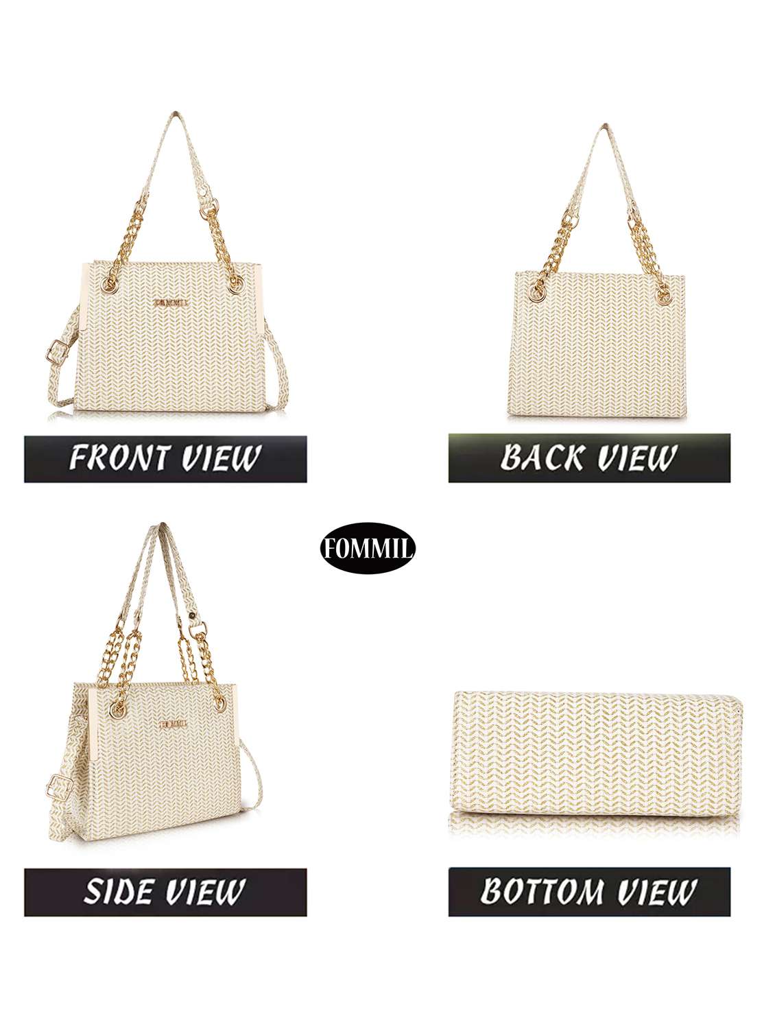 women cream self design handbag - 22088059 -  Standard Image - 5