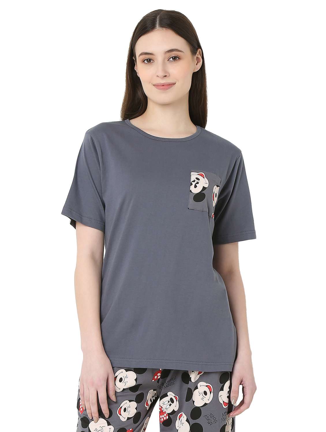 women solid short sleeve regular fit t-shirt - 22088067 - Zoom Image - 0