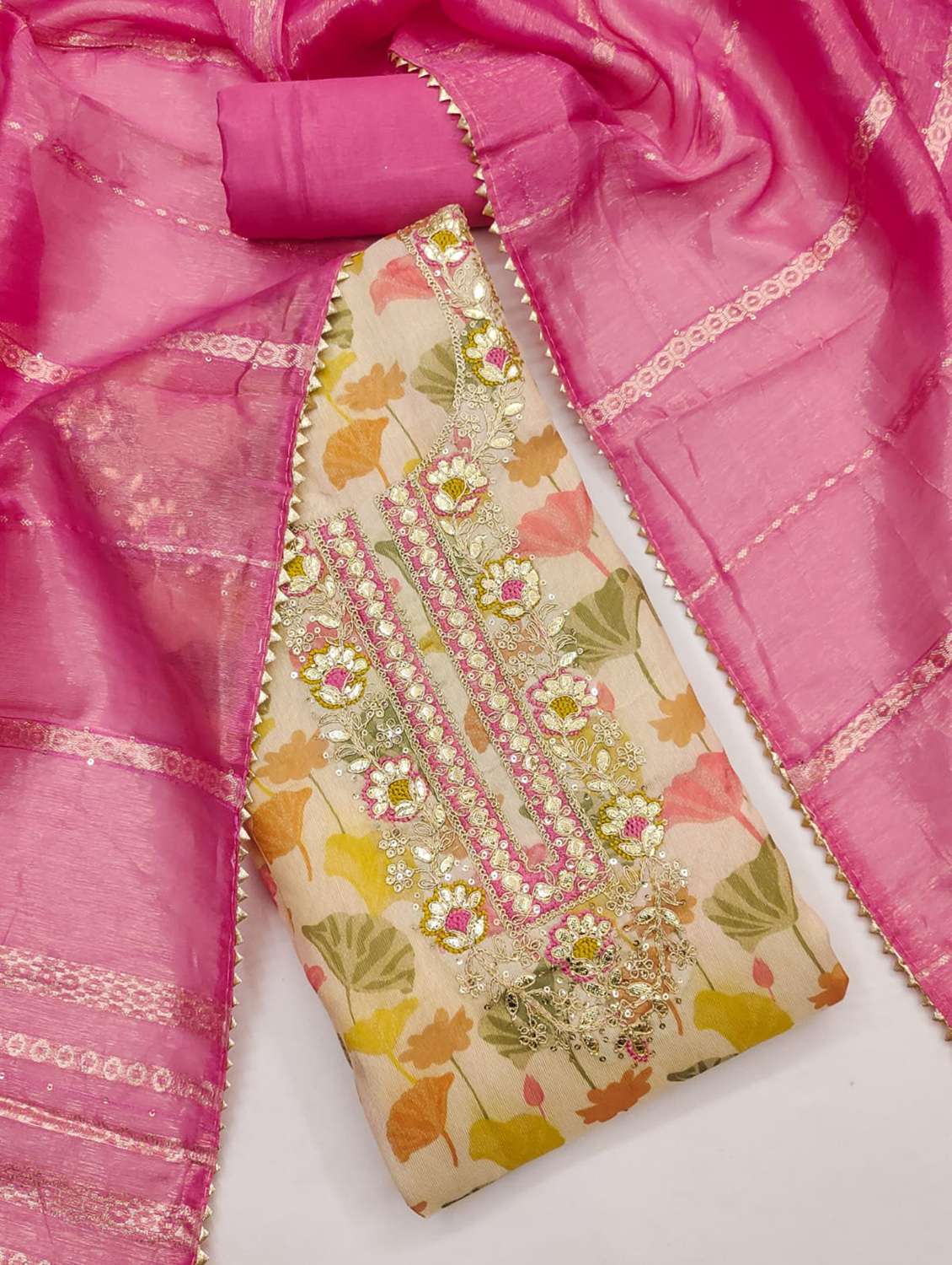 women floral embroidered unstitched suit set - 22088081 -  Standard Image - 3