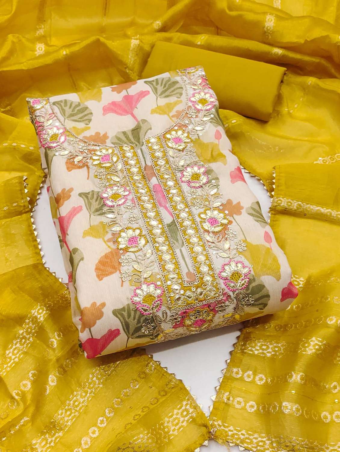 women floral embroidered unstitched suit set - 22088082 -  Standard Image - 3