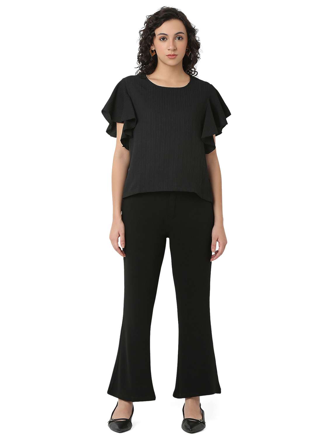 women solid top and trouser co-ord set - 22088091 - Zoom Image - 0