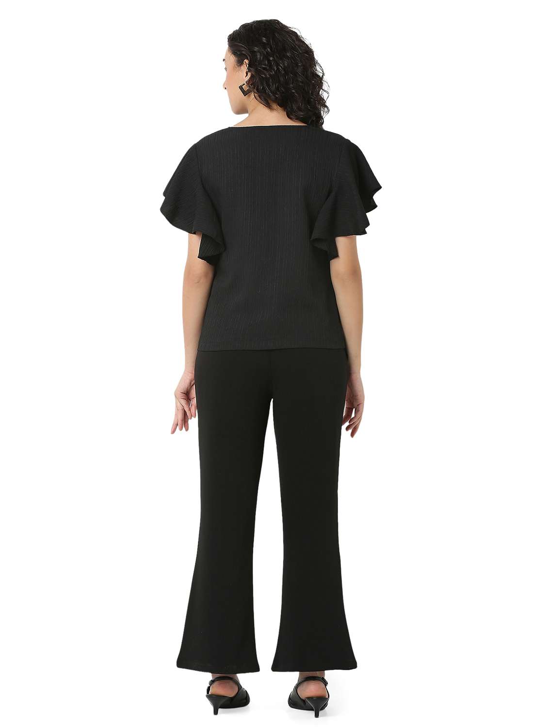 women solid top and trouser co-ord set - 22088091 - Standard Image - 3