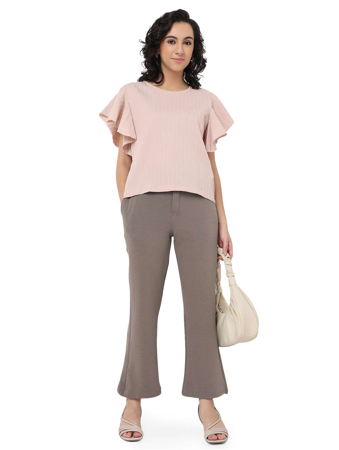 women solid top and trouser co-ord set - 22088092 - Standard Image - 3