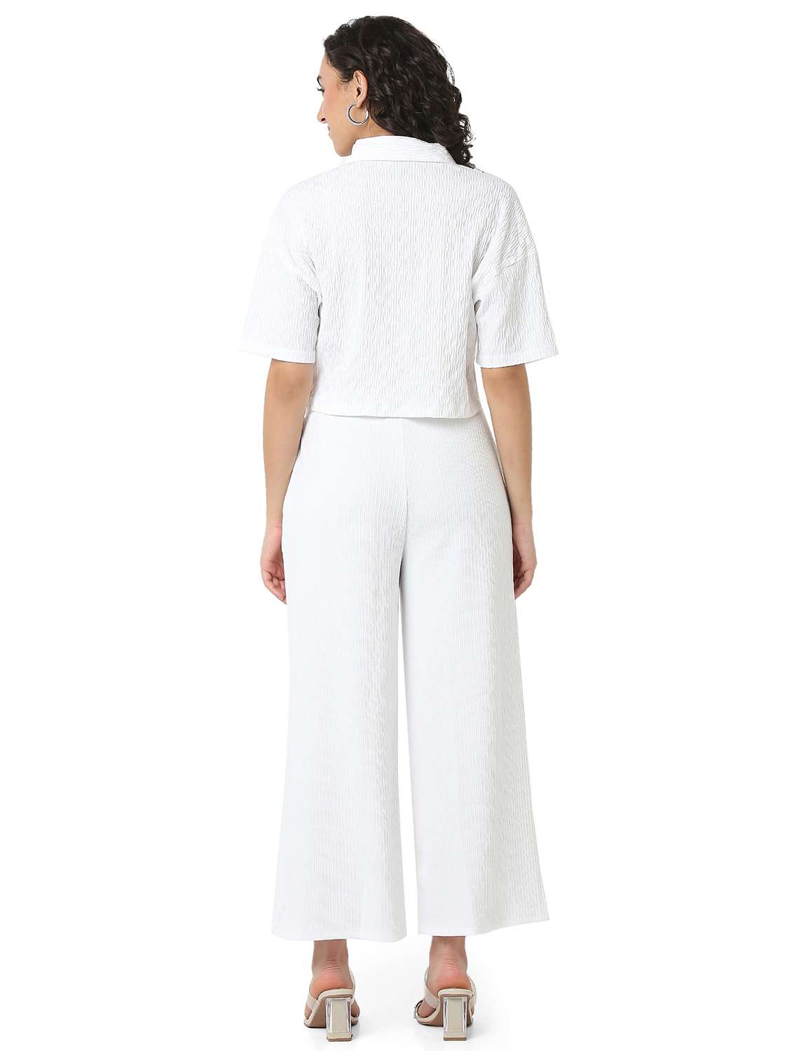 women solid shirt and trouser co-ord set - 22088095 - Standard Image - 3