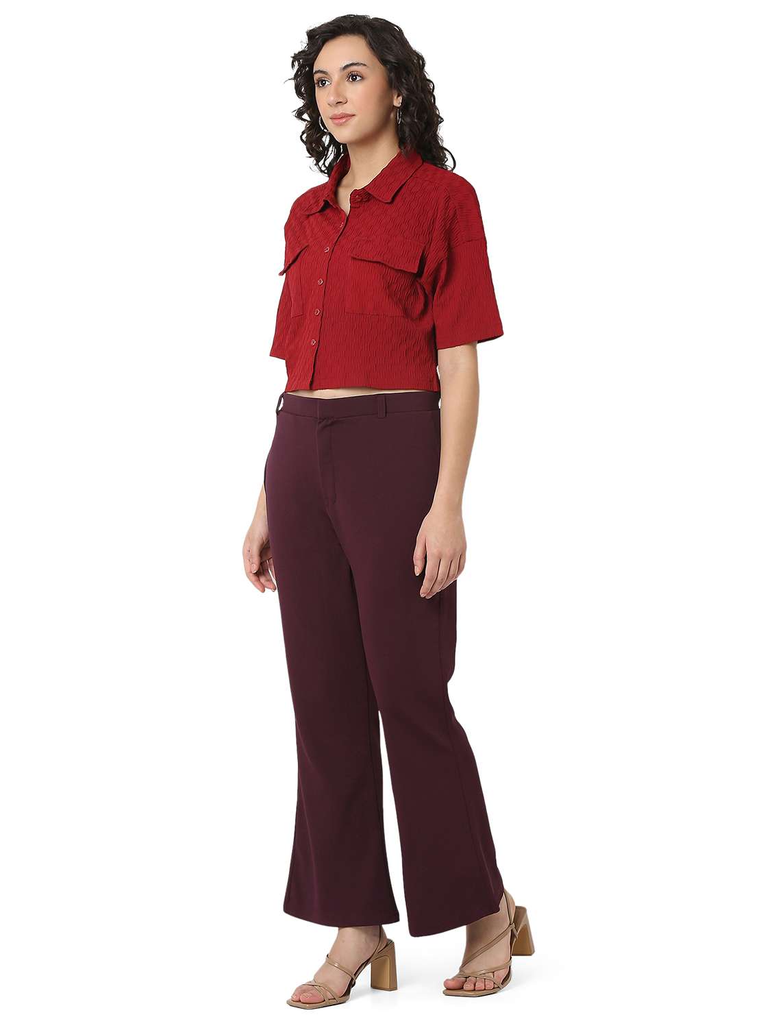 women solid shirt and trouser co-ord set - 22088097 - Standard Image - 3
