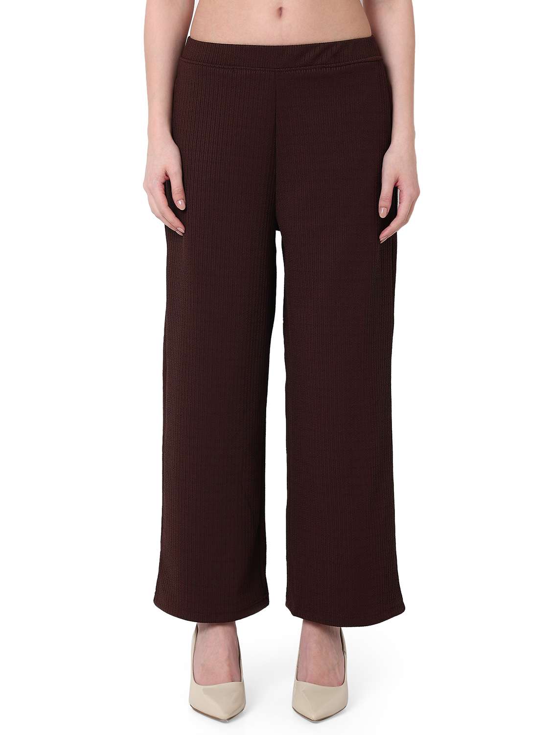 women solid mid rise wide leg trouser - 22088107 - Zoom Image - 0