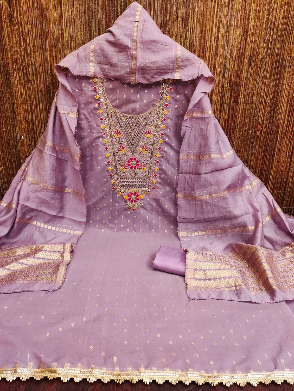 women self design embroidered unstitched suit set - 22088112 -  Standard Image - 3