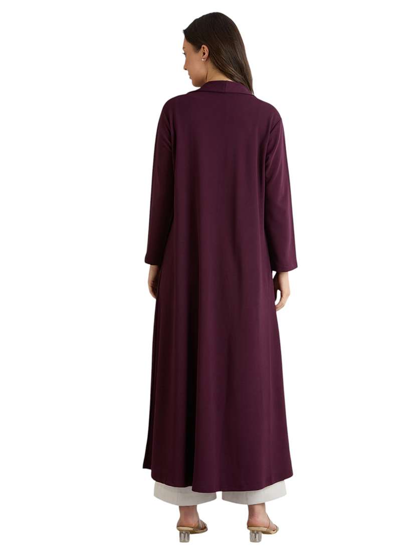 women solid long sleeve long shrug - 22088126 - Standard Image - 3