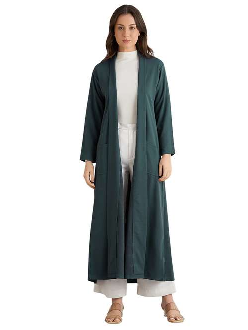 women solid long sleeve long shrug - 22088127 - Standard Image - 0