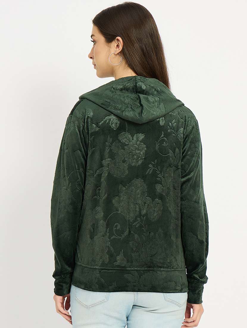 women solid long sleeve hooded sweatshirt - 22088133 -  Standard Image - 3