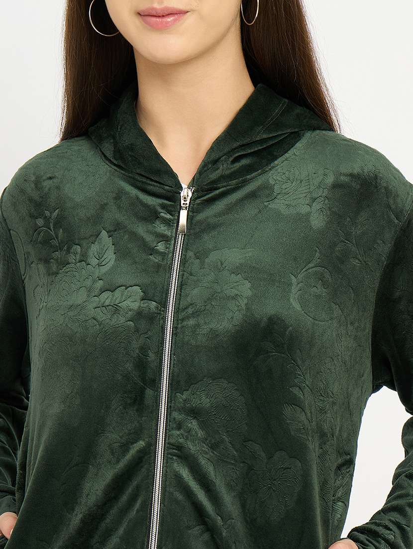 women solid long sleeve hooded sweatshirt - 22088133 -  Standard Image - 5