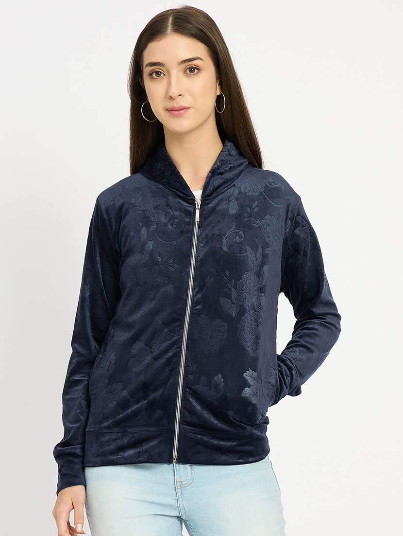 women solid long sleeve hooded sweatshirt