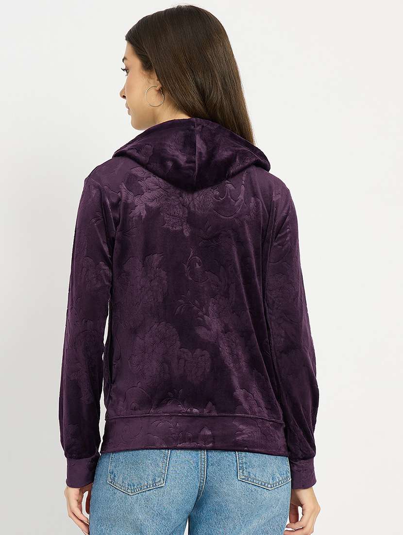 women solid long sleeve hooded sweatshirt - 22088137 -  Standard Image - 3