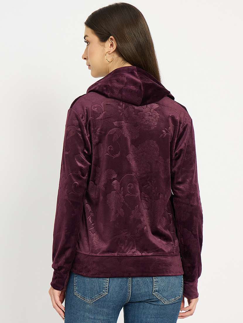 women solid long sleeve hooded sweatshirt - 22088138 -  Standard Image - 3