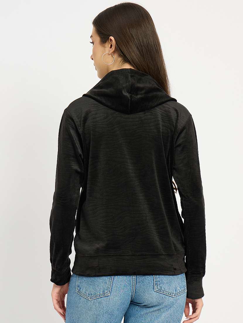 women solid long sleeve hooded sweatshirt - 22088139 -  Standard Image - 3