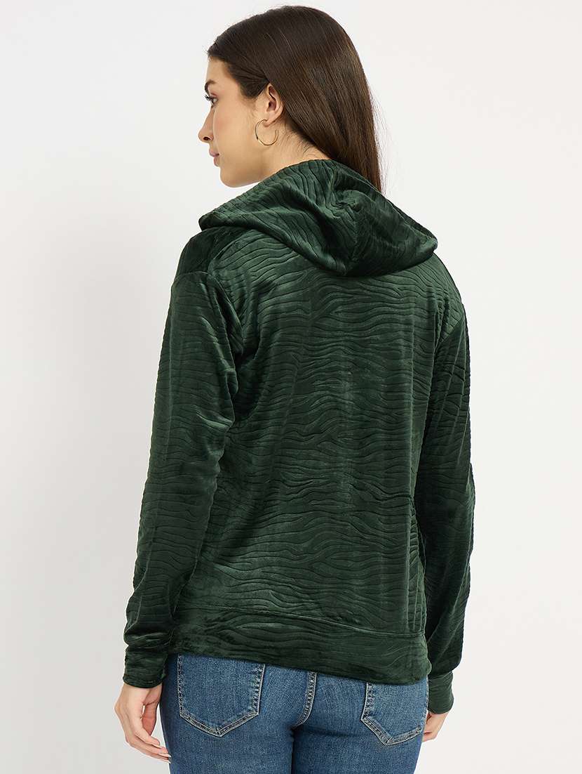 women solid long sleeve hooded sweatshirt - 22088140 -  Standard Image - 3