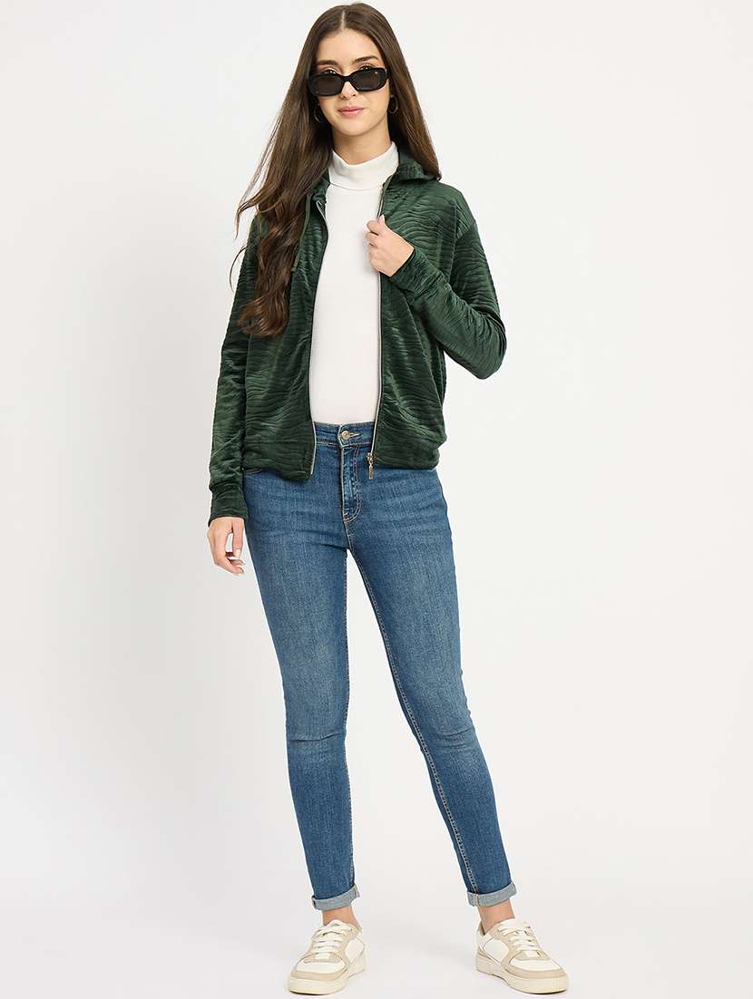 women solid long sleeve hooded sweatshirt - 22088140 -  Standard Image - 5