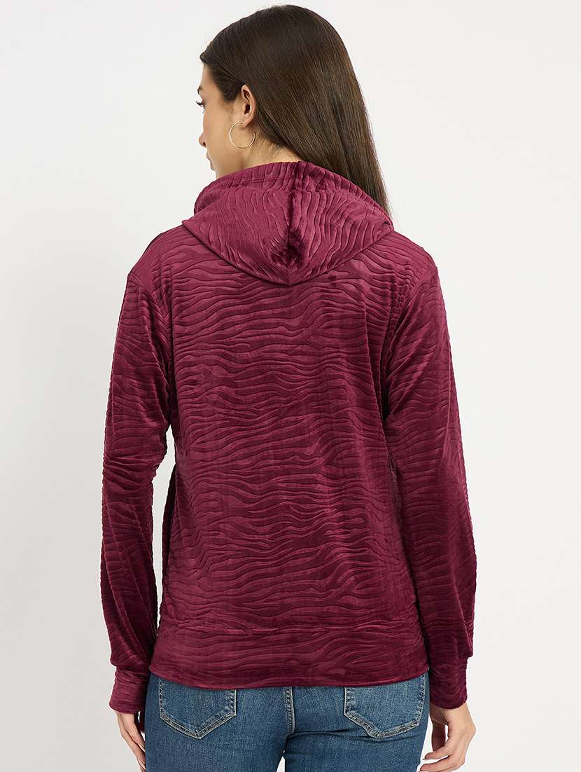 women solid long sleeve hooded sweatshirt - 22088141 -  Standard Image - 3