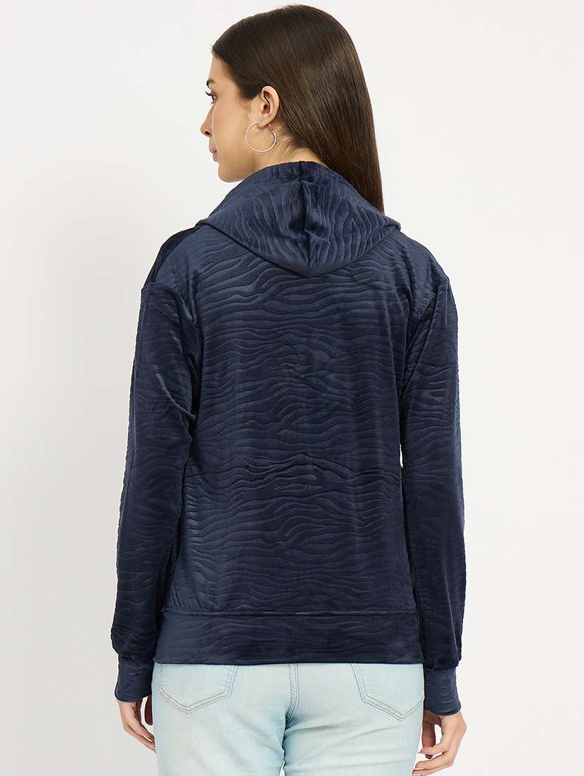 women solid long sleeve hooded sweatshirt - 22088142 -  Standard Image - 3