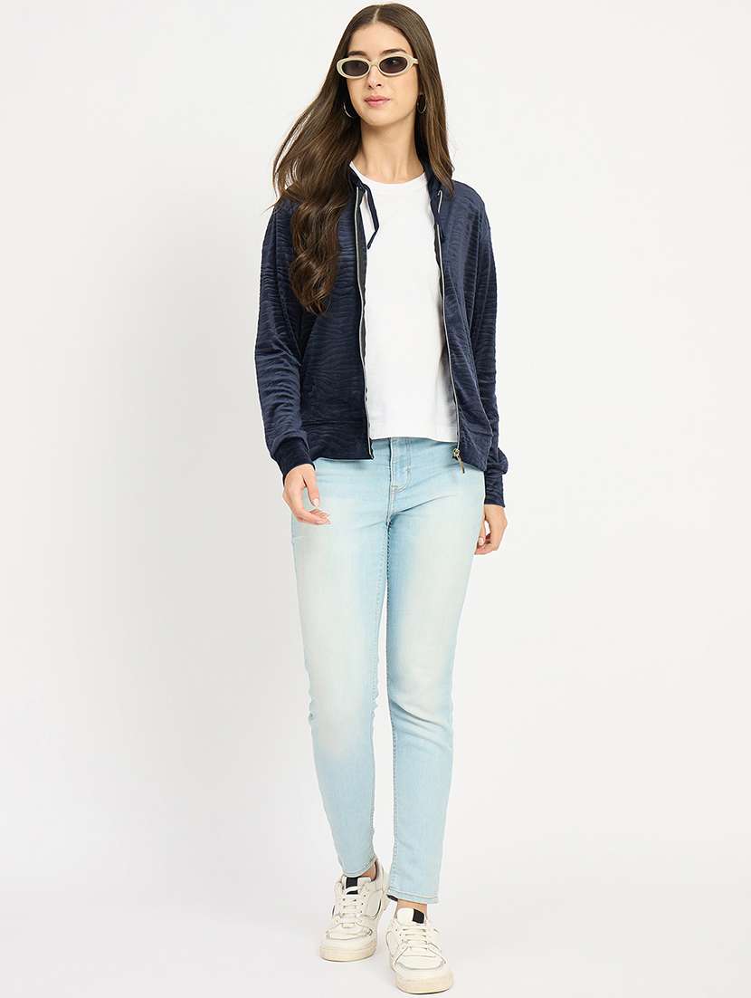 women solid long sleeve hooded sweatshirt - 22088142 -  Standard Image - 5