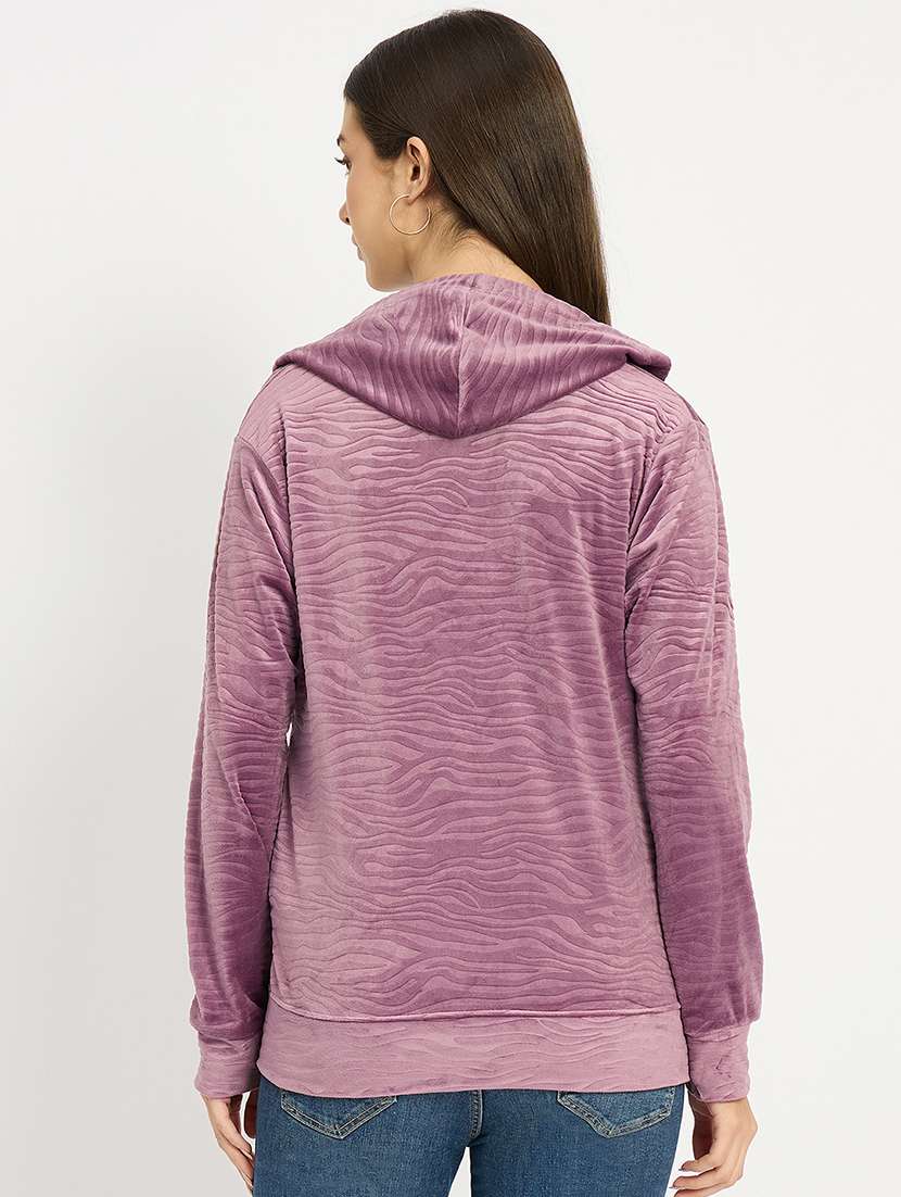 women solid long sleeve hooded sweatshirt - 22088143 -  Standard Image - 3