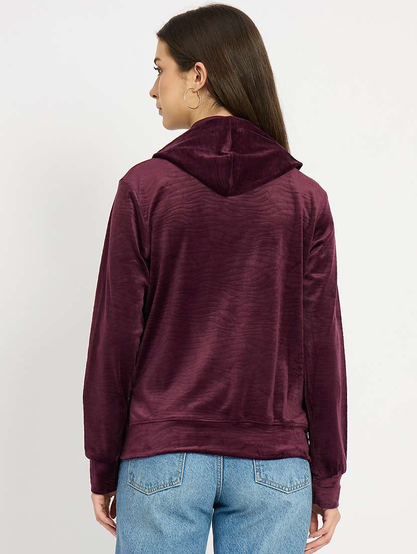 women solid long sleeve hooded sweatshirt - 22088144 -  Standard Image - 3