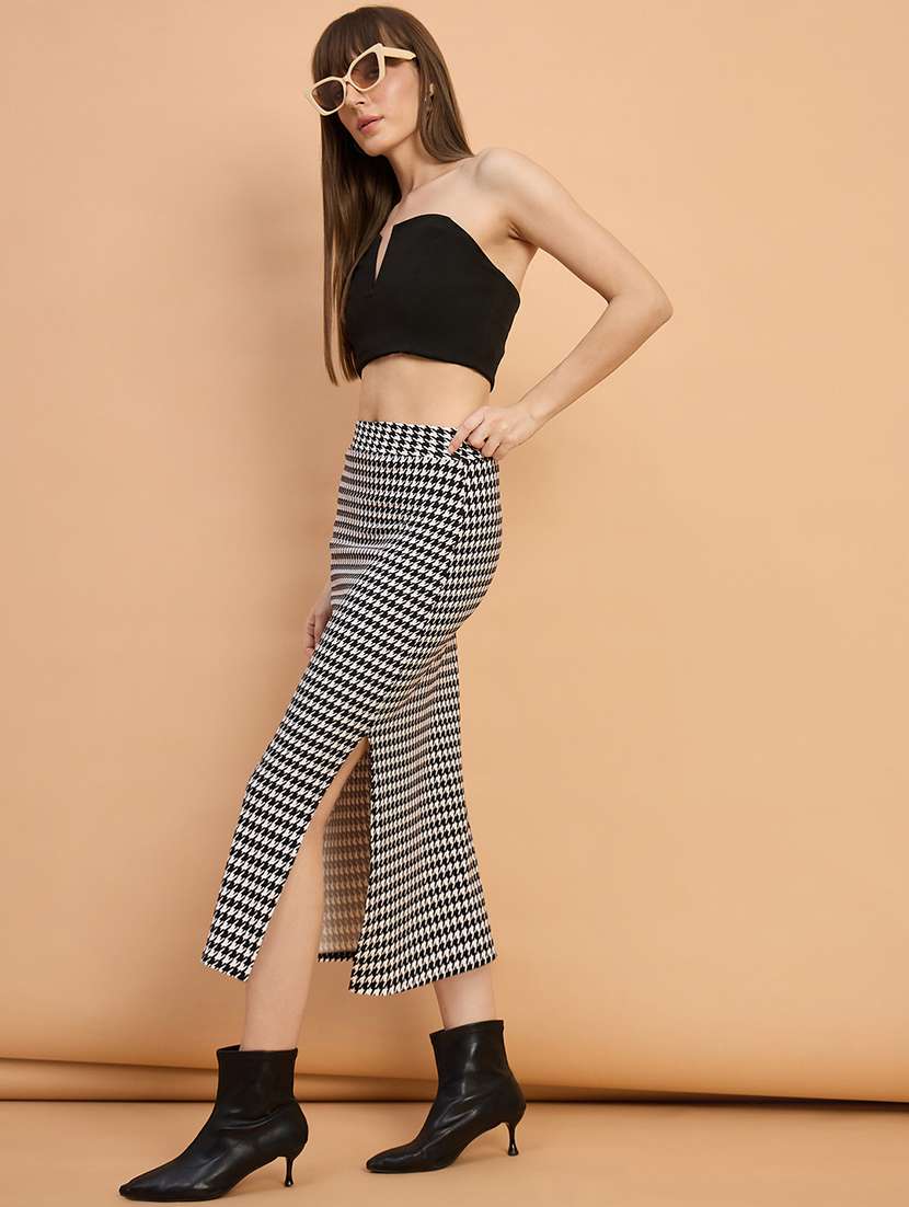 women houndstooth print high rise bodycon skirt - 22088154 - Standard Image - 5