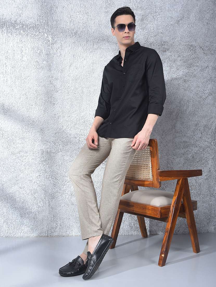men solid mid rise flat front chinos - 22088166 - Standard Image - 5