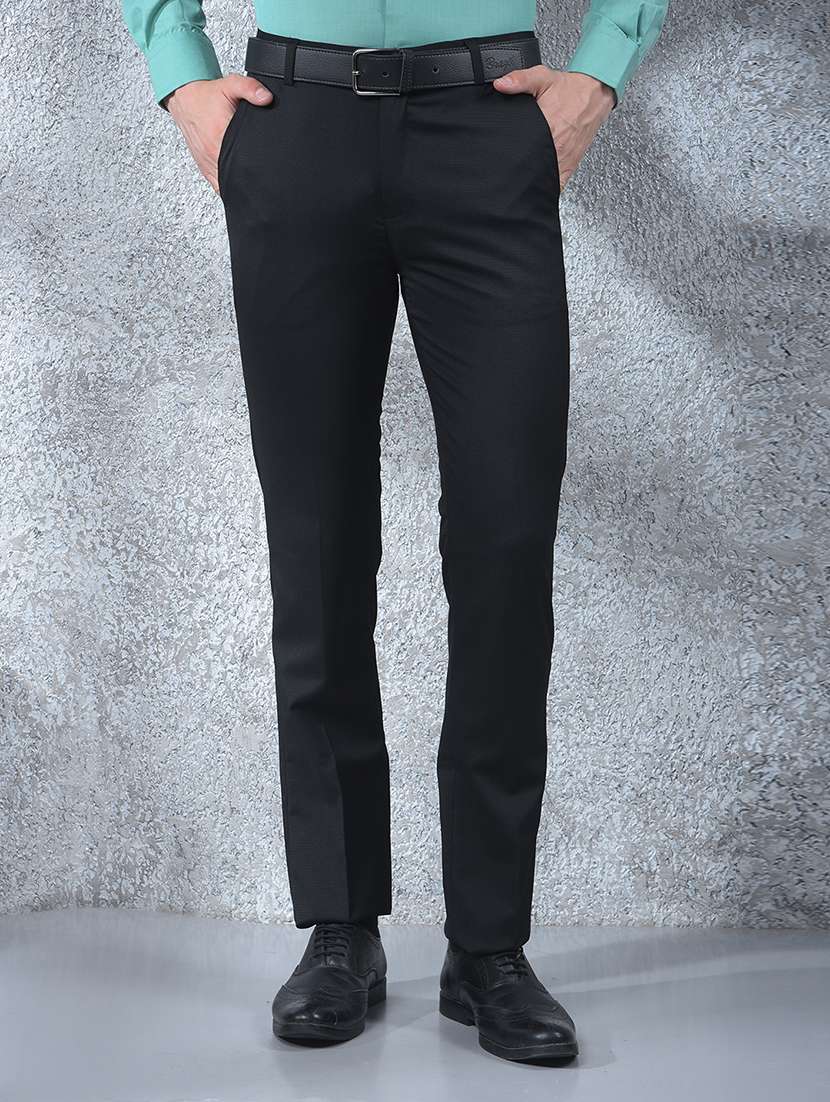 men solid mid rise flat front full length formal trouser - 22088168 -  Zoom Image - 0