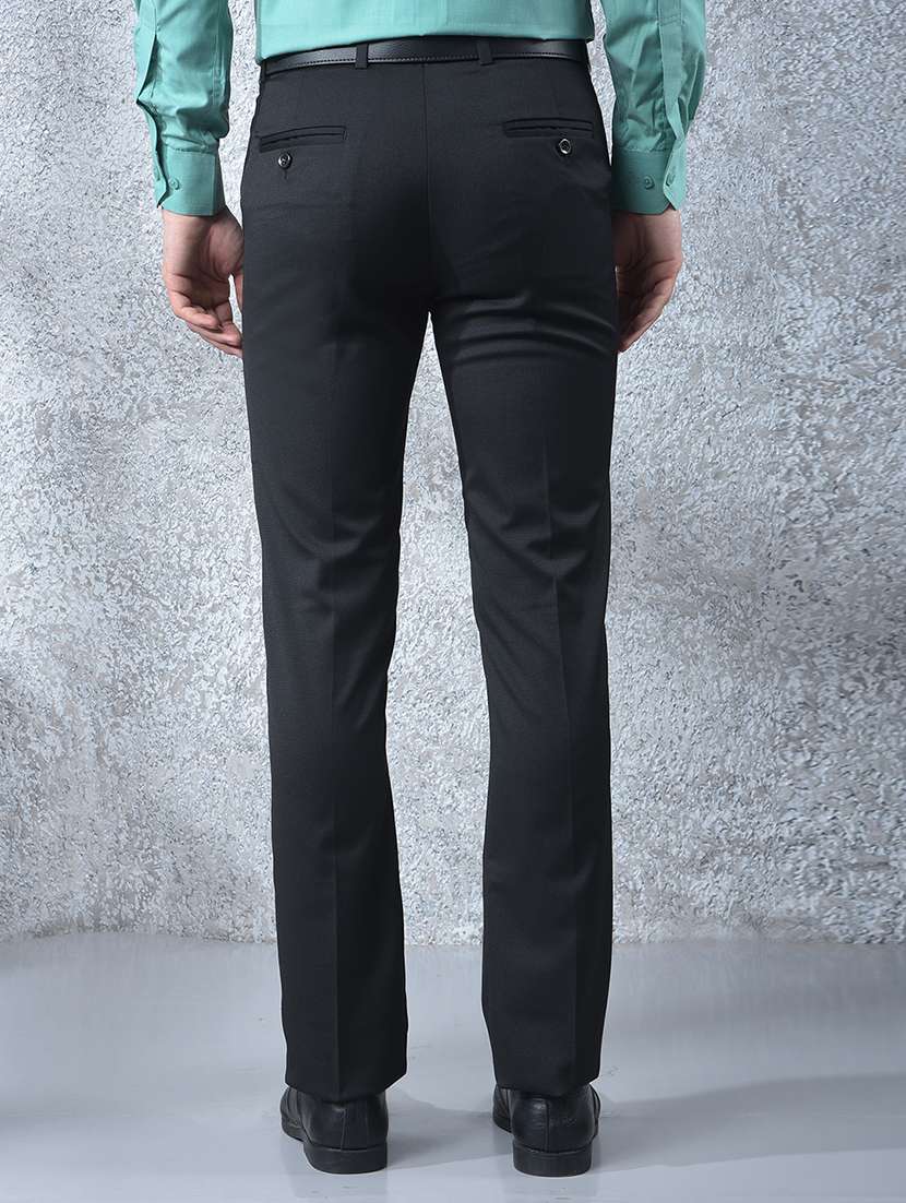 men solid mid rise flat front full length formal trouser - 22088168 - Standard Image - 3