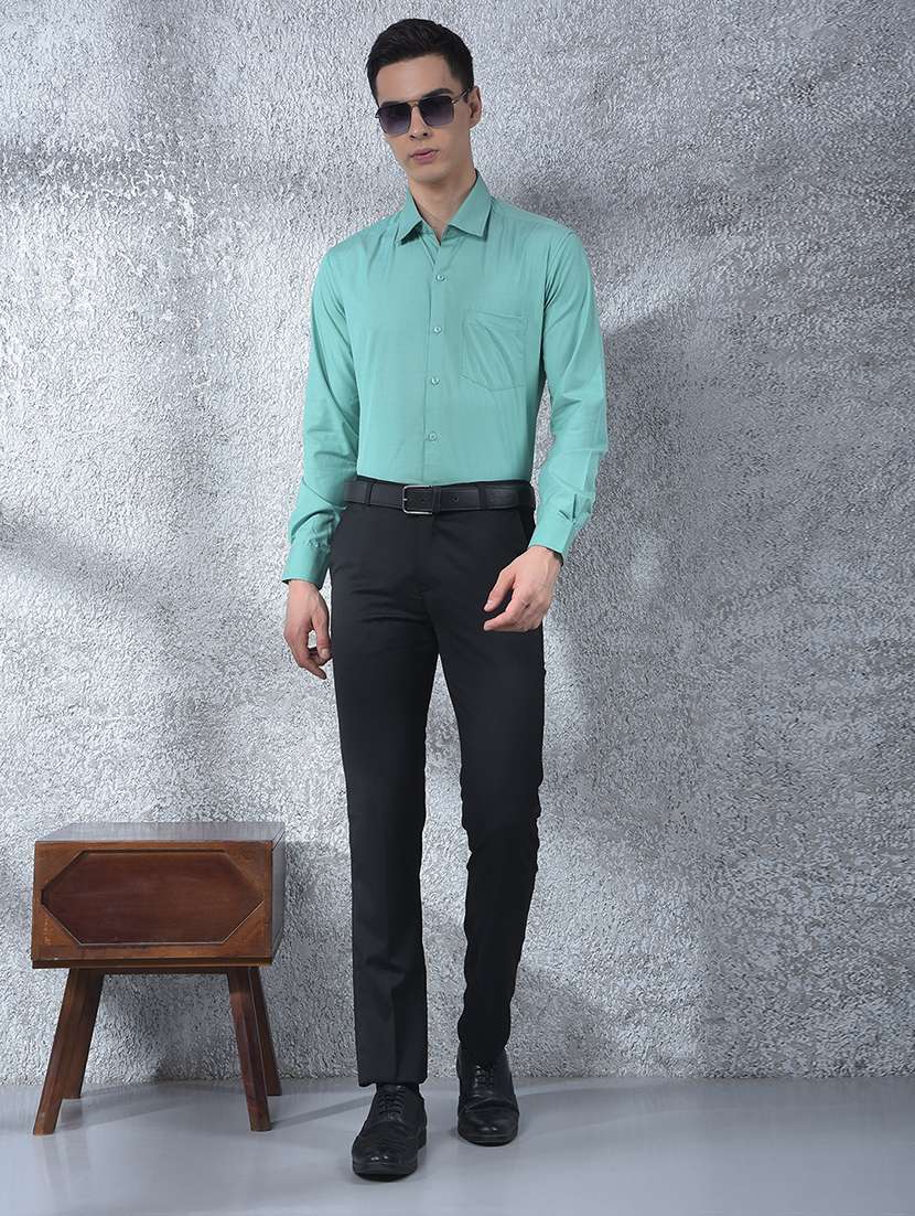 men solid mid rise flat front full length formal trouser - 22088168 - Standard Image - 5